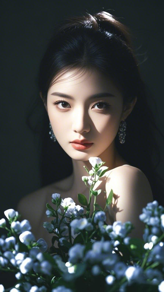 服饰系列实景模特穿着紫色衬衫和蓝色牛仔裤的室外摆拍_美女照片性格