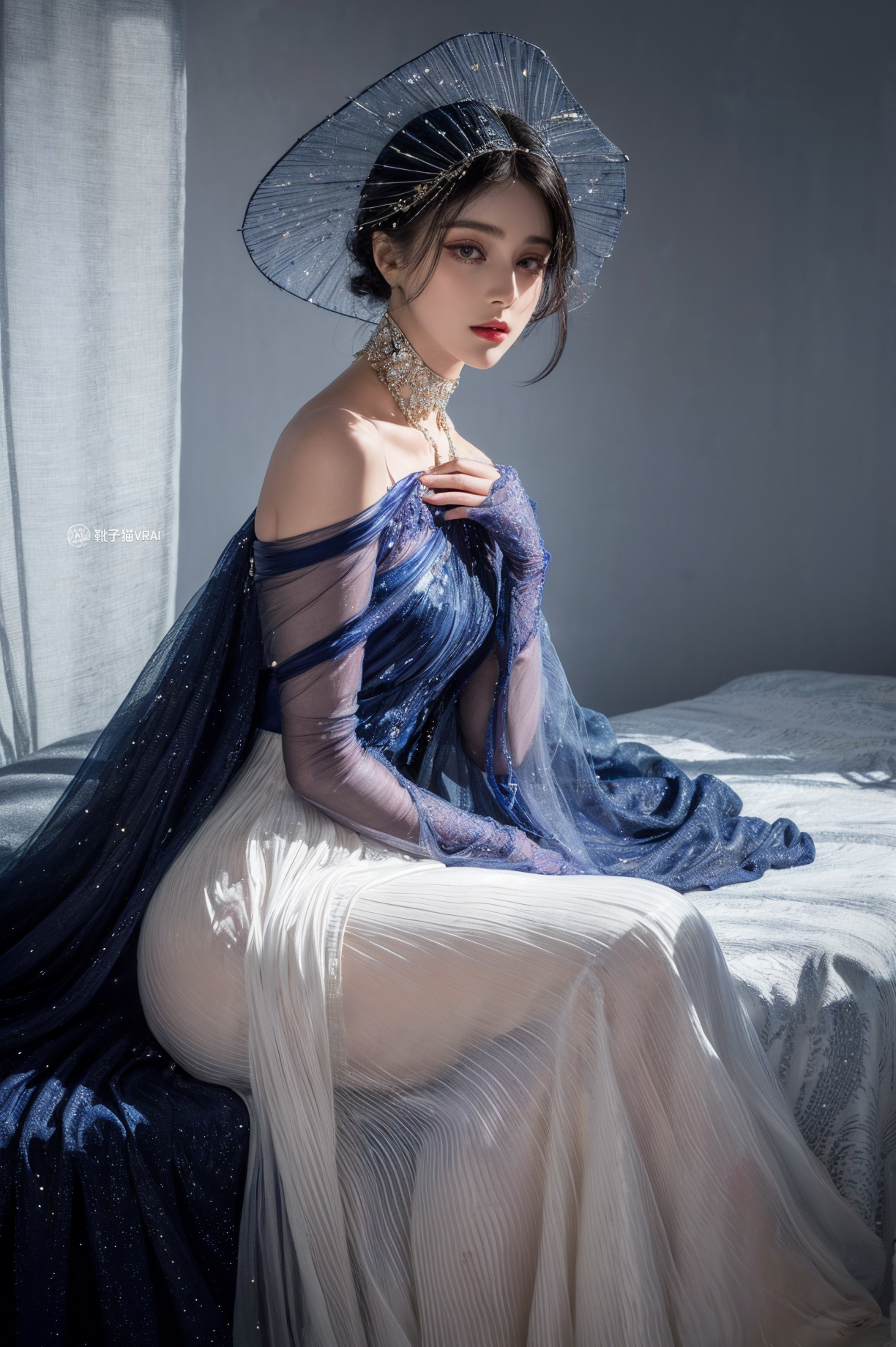 戴帽子的女人红色简约背景极致优雅的侧面红唇耳钉半身照杂志大片感手势优雅_美女头像真人可爱