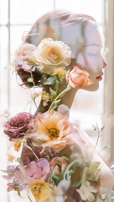三八妇女节女神节女王节唯美浪漫人物剪影背景图片素材_美女照片